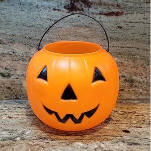 Vintage Pumpkin Blow Mold Trick or Treat Bucket * General Foam USA